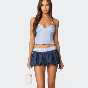 EDIKTED Pinstripe Halter Top & Bubble Skirt